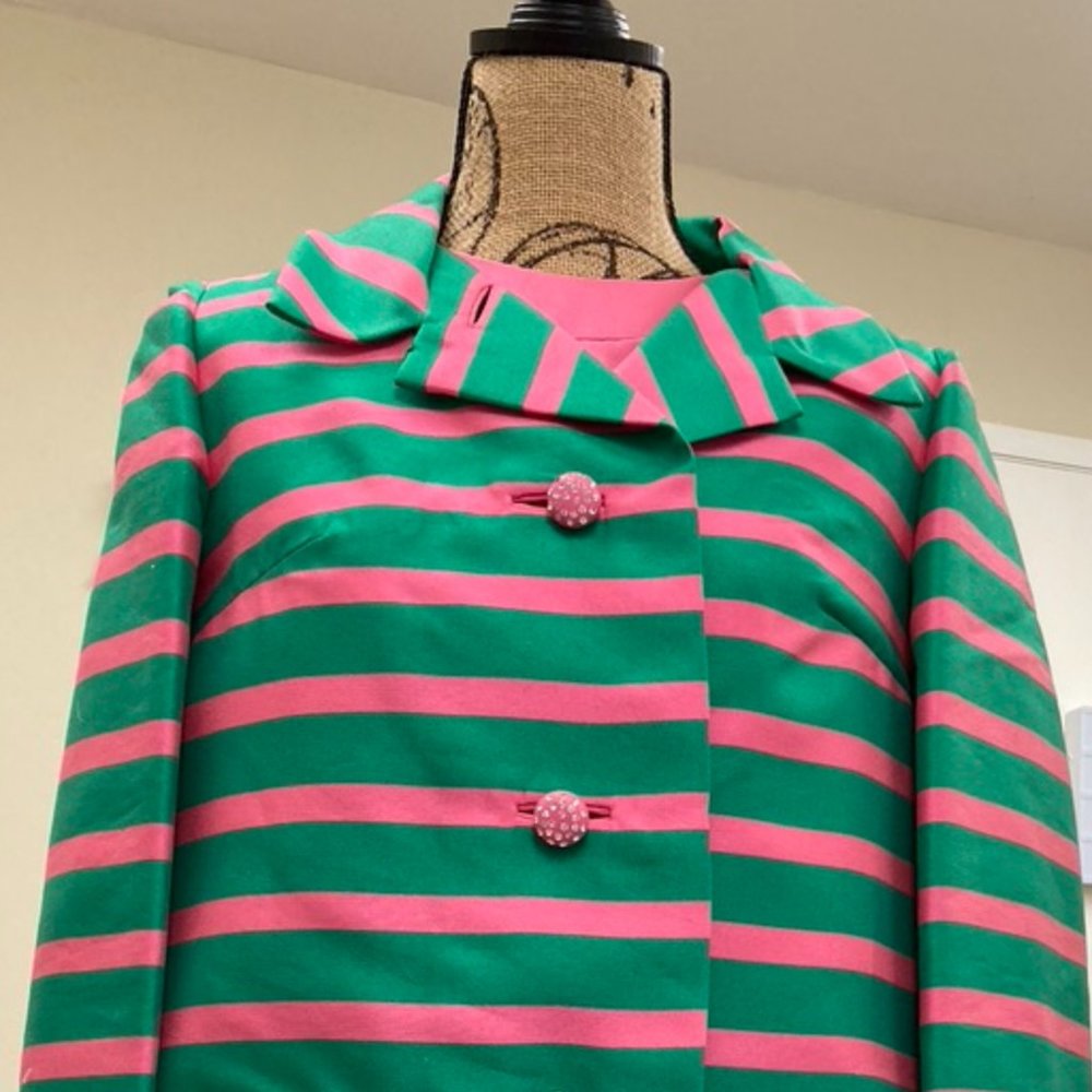 Vintage pink and green Bergdorf skirt set size M